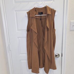 Whistle Sleeveless Drape Front Vest Brown Lightweight Jacket Size 14